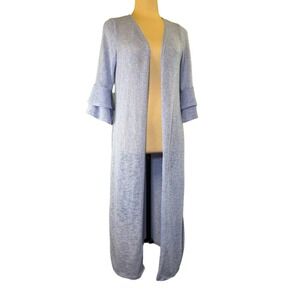 Emerald Boutique Bell Sleeve Duster Sweater Cardigan Blue NWT
